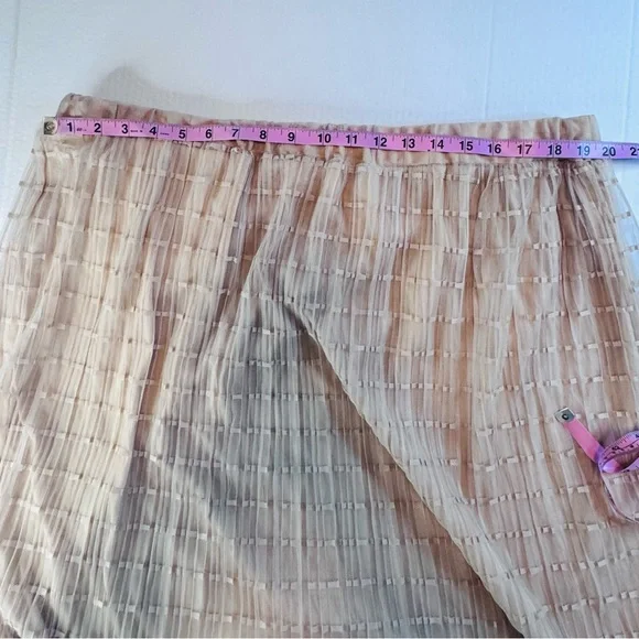 Metrowear Beige Sheer Overlay Skirt 3X Elastic Waist Lined Midi Skirt - Picture 8 of 12